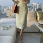High-waist Long Tweed Skirt
