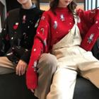 Couple Loose-fit Christmas-print Knit Sweater