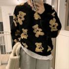Printed Fleece Sweatshirt Bear - One Size