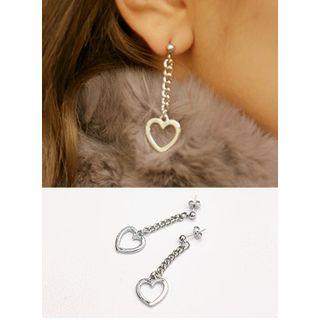 Heart-pendant Chain-dangle Earrings