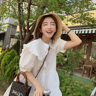 Frilled-collar Tiered Minidress
