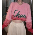 Long-sleeve Christmas Printed Gradient Cropped Sweater