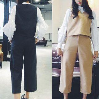 Set: V-neck Vest + Cropped Pants