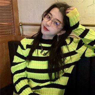 Striped Sweater Stripe - Neon Green & Black - One Size