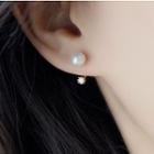 S925 Silver Rhinestone Faux-pearl Stud Earring Gold - 1 Pair - One Size