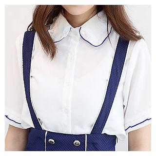 Short-sleeve Frill-trim Blouse