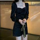 Puff-sleeve Rhinestone Dress
