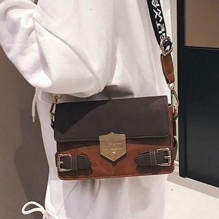 Belted Faux Leather Satchel Bag