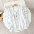 Hooded Striped Shirt White - One Size
