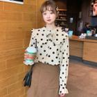Long-sleeve Dotted Corduroy Blouse