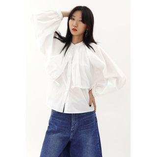 Balloon-sleeve Layered Blouse Ivory - One Size