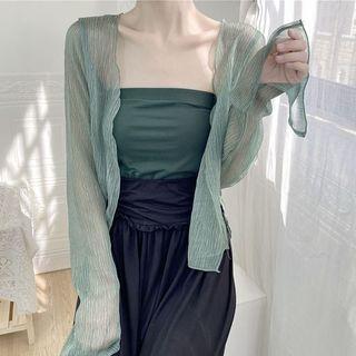 Open-front Mesh Jacket Jacket - Green - One Size