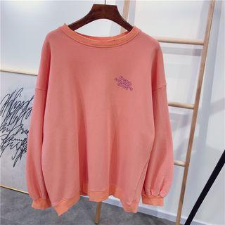 Printed Letter Ripped Sweatshirt