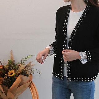 Faux-pearl Trim Cardigan