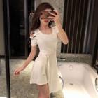 Short-sleeve Asymmetric Cold Shoulder A-line Dress