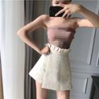 Plain Slim-fit Bandeau Top / Plain Asymmetric Skort