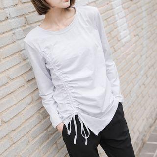 Drawstring Ruched Long-sleeve T-shirt