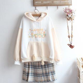 Two-tone Duck Print Hoodie / Mini A-line Skirt / Set