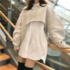 Plain Loose-fit Cropped Pullover / Plain Long-sleeve Shirt