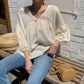 Drop-shoulder Shirred Tunic