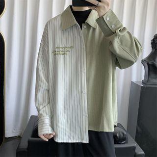 Asymmetric Striped Long-sleeve Shirt