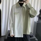 Asymmetric Striped Long-sleeve Shirt