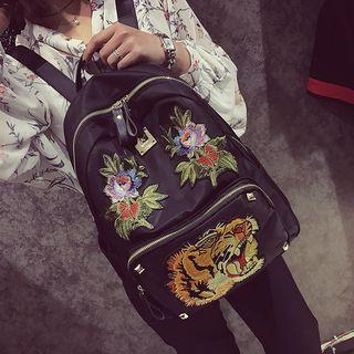 Embroidered Studded Backpack