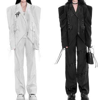 Puff-sleeve Drawstring Blazer