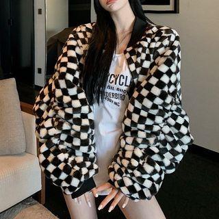Reversible Checkerboard Zip-up Jacket