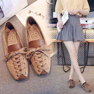 Lace Up Faux Suede Flats