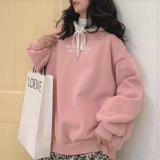 Two Tone Loose-fit Long-sleeve Lettering Hoodie