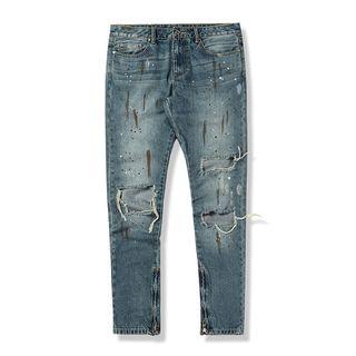 Distressed Splattered Jeans