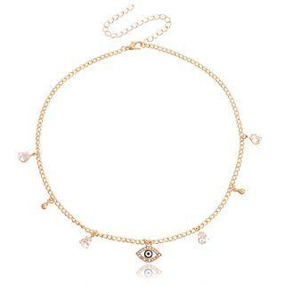 Rhinestone Eye Pendant Necklace Gold - One Size