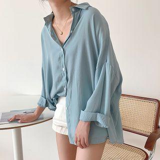 Long Sleeve Plain Chiffon Shirt
