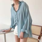 Long Sleeve Plain Chiffon Shirt