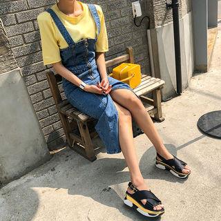 Zipped Denim Maxi Overall Dress