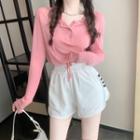 Long-sleeve Hooded Cropped T-shirt / Sweatshorts