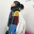 Color-block Check Scarf As Figure - One Size
