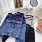 Long-sleeve Denim Panel Hoodie