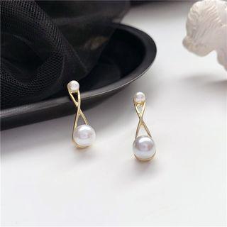 Faux Pearl Dangle Earring 1 Pair - Earrings - Gold & White - One Size