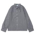 Tie-neck Plaid Shirt As Shown In Figure - One Size