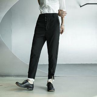 Two-tone Straight-cut Linen Pants