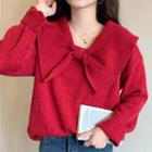 Bow Accent Sweater Red - One Size