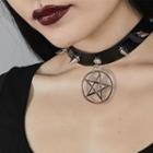 Star Pendant Studded Faux Leather Choker
