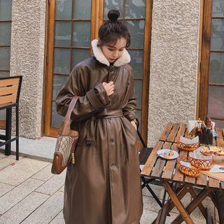 Faux Leather Fleeced Coat