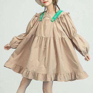 Puff-sleeve Embroidered Shift Dress
