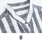 3/4-sleeve Striped Linen Blend Top