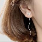 925 Sterling Silver Butterfly Swirl Dangle Earring Cutout Butterfly Ear Line - One Size