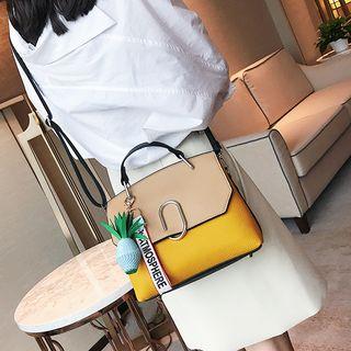 Color Block Shoulder Bag With Pineapple Charm