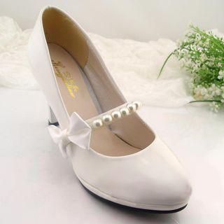 Bow-accent Beaded Shoes Strap